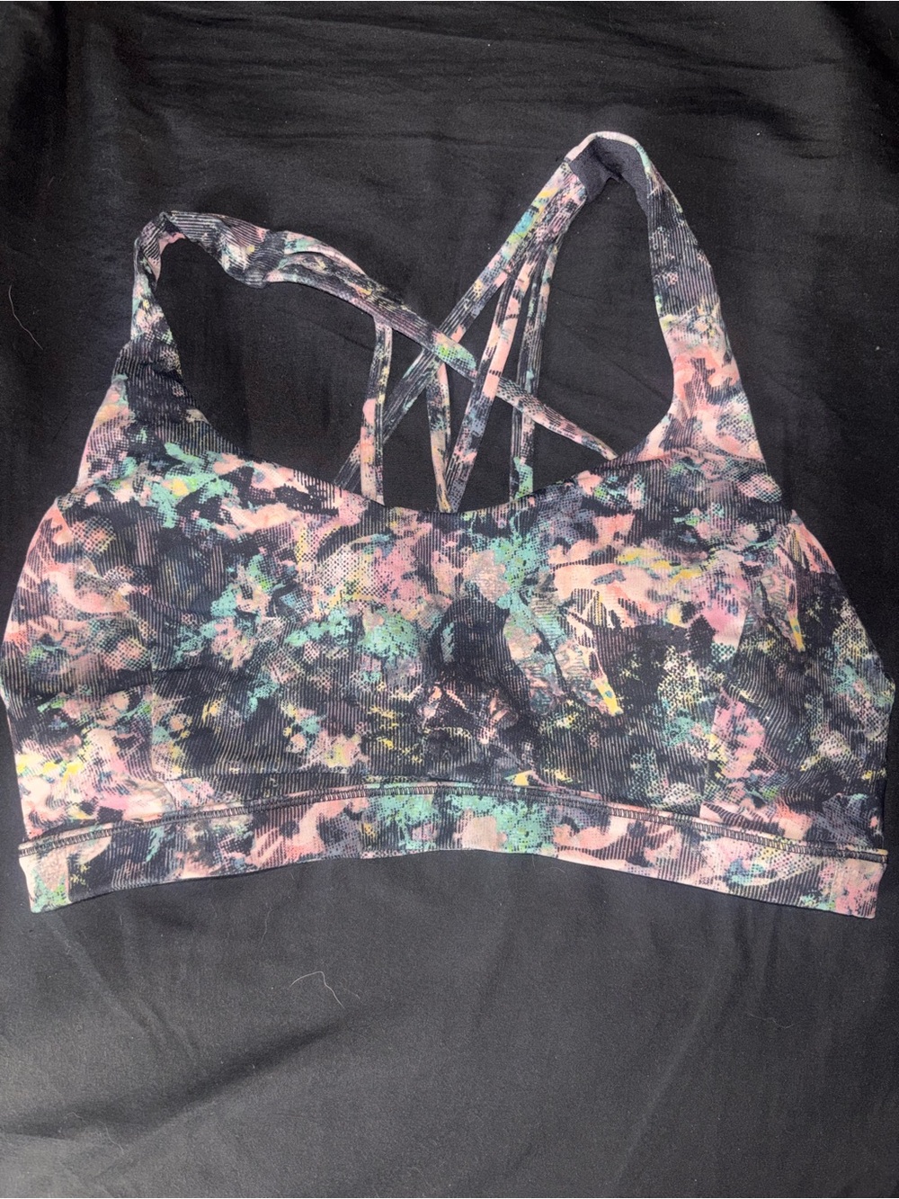 lululemon athletica Black Multicolor Print Strappy Sports Bra